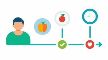 Progress Tracker A visual timeline or chart showing a persons health improvements over time with markers indicating milestones achieved through the nutrition plan.. vector