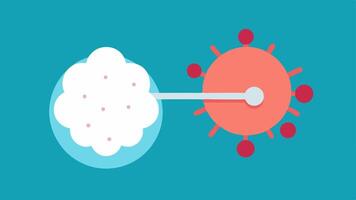 Virus Icon with Swab A simple depiction of a virus icon with a cotton swab alongside it illustrating the process of testing for s.. vector