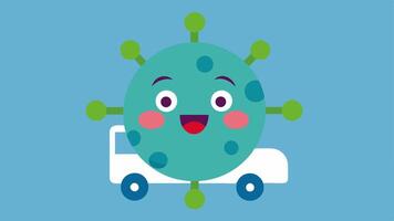 Delivery An illustration showing a harmless virus being used as a vehicle for delivering gene editing tools into cells depicted as a e cartoon with a smile.. vector