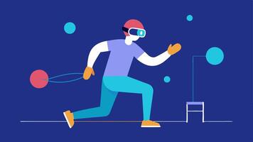 Repetitive Motion Exercise A patient performing repetitive motion exercises in VR interacting with animated objects that respond to their movements.. vector