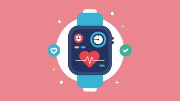 Smarch Display A smarch face displaying various health metrics such as heart rate sleep quality and step count with a stylish modern design.. vector