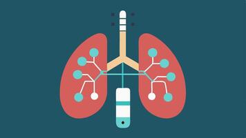 Stylized Anatomy Background A tracker overlayed on a stylized anatomical diagram of the lungs showcasing its connection to lung function monitoring.. vector