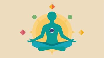 Yoga Pose with Chakra Symbols A person in a yoga pose with chakra symbols around them representing energy balance and holistic health.. vector