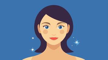 Youthful Glow A closeup of smooth glowing skin highlighting the outer layer with sparkles and light effects representing rejuvenation and health.. vector