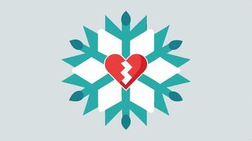 Snowflake Symbol A decorative snowflake design that incorporates elements symbolizing healing like a heart or bandage to represent the essence of cold therapy.. vector