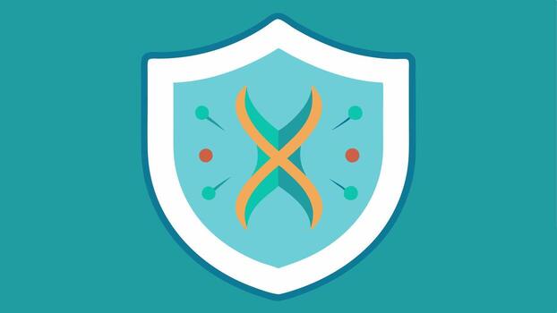 Shield of Protection A shiny shield with telomere designs on it representing protection against cellular aging and damage.. vector