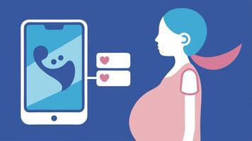 RealTime Imaging A split image with onehalf showing the ultrasound device scanning over a pregnant belly and the other half displaying the ultrasound image on a smartphone screen.. vector