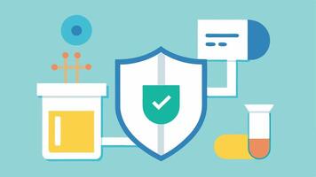 Privacy and Security Symbols An image depicting a padlock and shield alongside the testing kit emphasizing data privacy and security in health testing.. vector