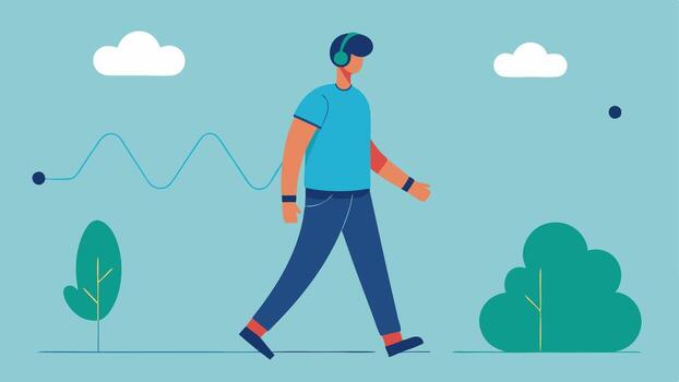 Sleeping Person A peaceful scene of someone sleeping with a sleeptracking device on their wrist with gentle waveforms indicating heart rate and breathing.. vector