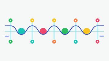 Timeline Chart A horizontal timeline with markers representing different time points showing fluctuations in gene expression levels through a series of colorful line graphs.. vector