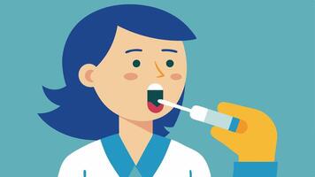 Sealing the Sample An illustration of a patient sealing the saliva sample tube their facial expression reflecting concentration and care.. vector