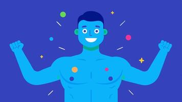 Positive Effects An engaging visual showing happy patients postsession with exaggerated glowing areas on their treated muscles radiating the benefits of cryotherapy through playful. vector