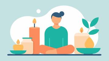 Therapeutic Massage An illustration of a tranquil massage therapy session focusing on detoxification with soothing oils and aromatherapy candles in the setting.. vector