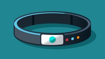 Wristband with Sensor A closeup view of a sleek wristband featuring a small embedded sensor that glows softly indicating it is actively monitoring stress levels.. vector