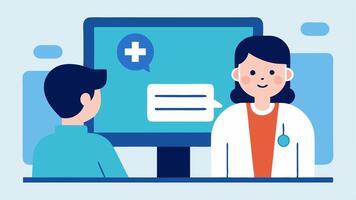 Test Result Interpretation A person discussing their test results with a healthcare provider over a call highlighting remote health consultations.. vector