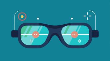 Smart Glasses A pair of futuristiclooking smart glasses tracking hormones via builtin sensors. The lenses show an augmented reality overlay with hormone stats displayed alongside. vector