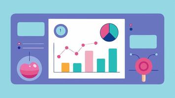 Therapy Results Dashboard A futuristic screen that showcases realtime progress updates of ongoing stem cell treatments. Graphs show improvements in patient conditions.. vector