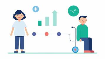 Progress Chart Visualization An animated infographic showing before and after comparisons of a patients mobility illustrating the impact of AIassisted therapy.. vector