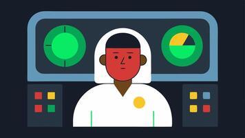Status Indicators The MRI interface displaying multiple status indicator lights green yellow red with the technician glancing at the screen to monitor the machines readiness.. vector