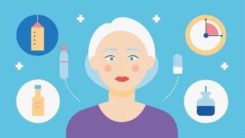 These descriptions can serve as prompts for creating illustrations related to rejuvenation and agereversal treatments.. vector