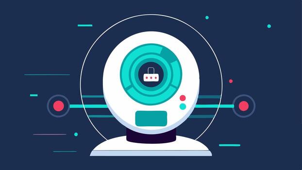 Scan Functionality A futuristic device with a circular scanning head that can be moved over the body illustrated with scanning lines and a digital display showing a list of. vector