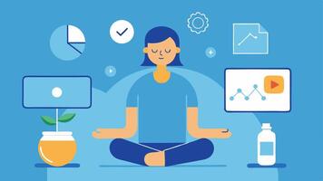 Wellness Tips A scene of a virtual assistant character offering lifestyle tips like hydration and stress management through an engaging multimedia platform.. vector