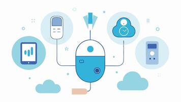 These illustrations can effectively communicate the various features and uses of a realtime breath analysis device.. vector