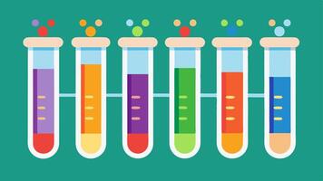 Test Tubes with Genetic Material Test tubes filled with colorful genetic material each labeled with various chronic diseases highlighting the connection between genetics and health. vector