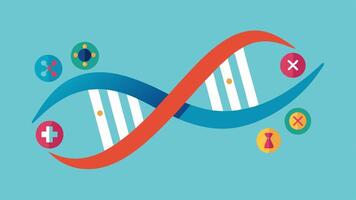 Representation of Genetic Code A flowing ribbon of genetic code A T C G letters along with glowing symbols for disease prevention conveying a sense of life and health.. vector