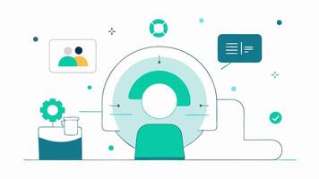 These descriptions pertain to basic illustrative concepts suitable for visual representation in formats emphasizing user interaction with the MRI machine interface without. vector