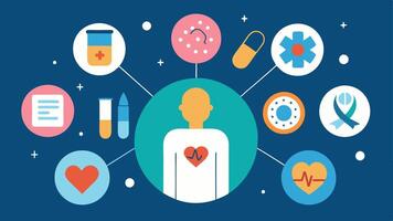 These illustrations can serve to convey the multifaceted approach to immunotherapy in a cancer treatment clinic focusing on both medical and emotional aspects.. vector