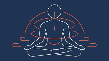 Relaxed State A simple outline of a person in a relaxed pose with visual lines indicating relaxation and stress relief stemming from infrared therapy.. vector
