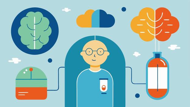 These illustrations capture the essence of hyperbaric oxygen therapys benefits to cognitive health in a clear and visually appealing manner.. vector