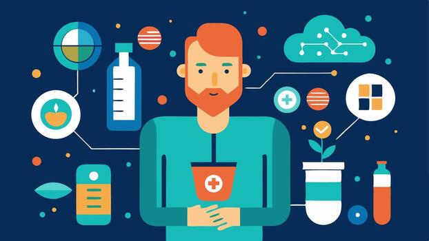 These illustrations can be used to visually represent a hightech and biohackerfriendly supplement regimen in an engaging and informative way.. vector