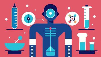 These descriptions can be visually translated into illustrations to convey the futuristic and detailed nature of advanced hormone testing.. vector
