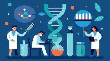 These descriptions can serve as a basis for creating illustrations that convey the themes of genetic and epigenetic health.. vector