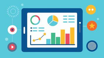 UserFriendly Interface A closeup of a modern touchscreen interface displaying scan results and recommendations in an easytoread format with colorful icons and graphs.. vector