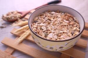 A Nutritious and Healthy Breakfast Bowl Made of Oats Using Only Natural Ingredients photo