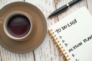 An Organized Workspace Featuring Coffee and a Comprehensive ToDo List for Efficiency photo