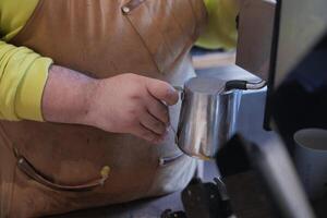 making late coffee in a cafe photo