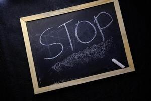Chalkboard Message to Stop This is a Creative Warning Sign for Various Uses and Contexts photo