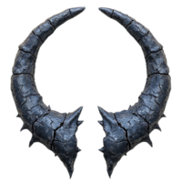 Large black horns with sharp points and a stone-like texture png