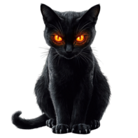 Intense gaze of a mysterious black feline isolated isolated png