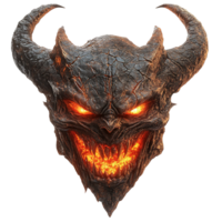 Demonic looking face with red eyes and a mouth that is open png