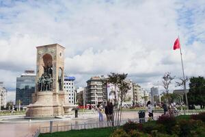 turkey Istanbul 12 may 2023. Taksim Square with Taksim Mousque at the background photo