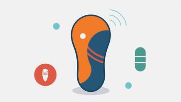 Smart Insoles Hightech insoles for shoes that monitor walking patterns and provide feedback on posture and stability through a connected app.. vector