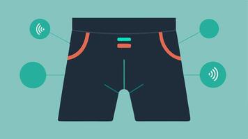 Smart Running Shorts Bright running shorts that incorporate sensors along the waistband and inner thighs showing metrics like distance run and calories burned in small popup. vector