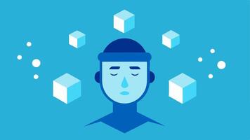 Refreshment Symbols Illustrations of ice cubes cool breeze and snowflakes surrounding the clients face symbolizing the cooling aspect of the treatment.. vector