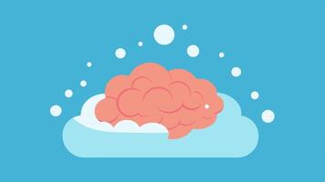 Relaxation and Recovery A serene brain resting on a cloud with bubbles of oxygen surrounding it indicating the calming effects while improving cognitive health.. vector
