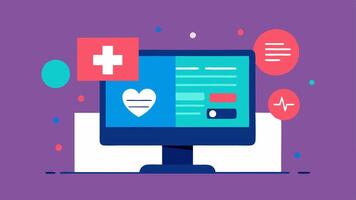 Telehealth Testing An abstract image showing a computer screen with medical data demonstrating remote diagnostic testing services.. vector